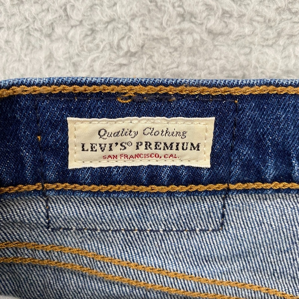 Levi's Ribcage Shorts Womens 30 Dark Wash High Waisted Stretch‎ Cut Off Denim - Picture 8 of 16